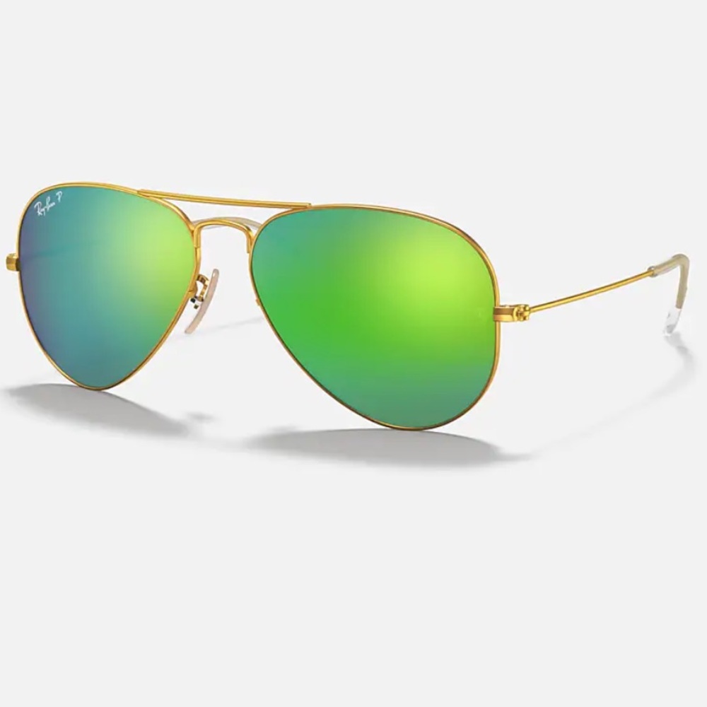 Ray-Ban Aviator Flash Lenses Polarized Polarized Green Mirror  +  Frame:  Gold